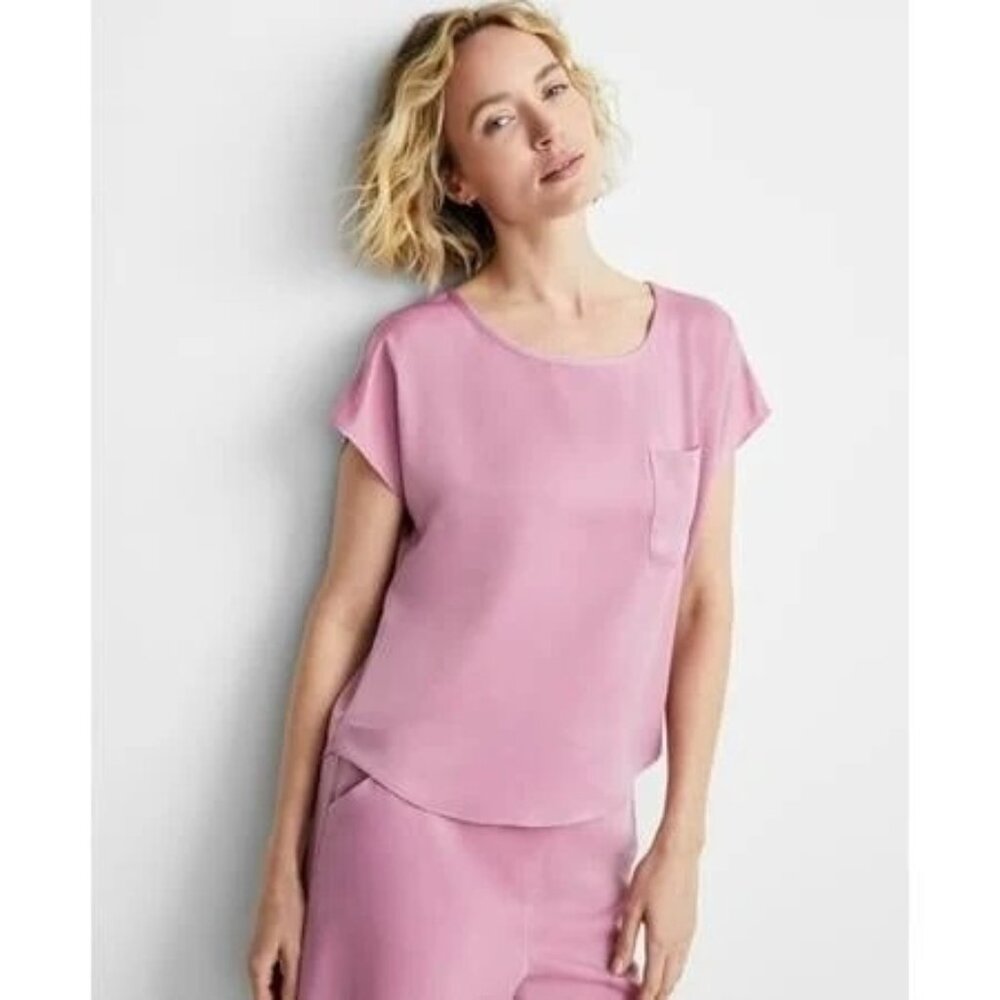 State of Day Women's 2-Pc.Crepe de Chine Short-Sleeve Pajama Set Orchid XL NWT